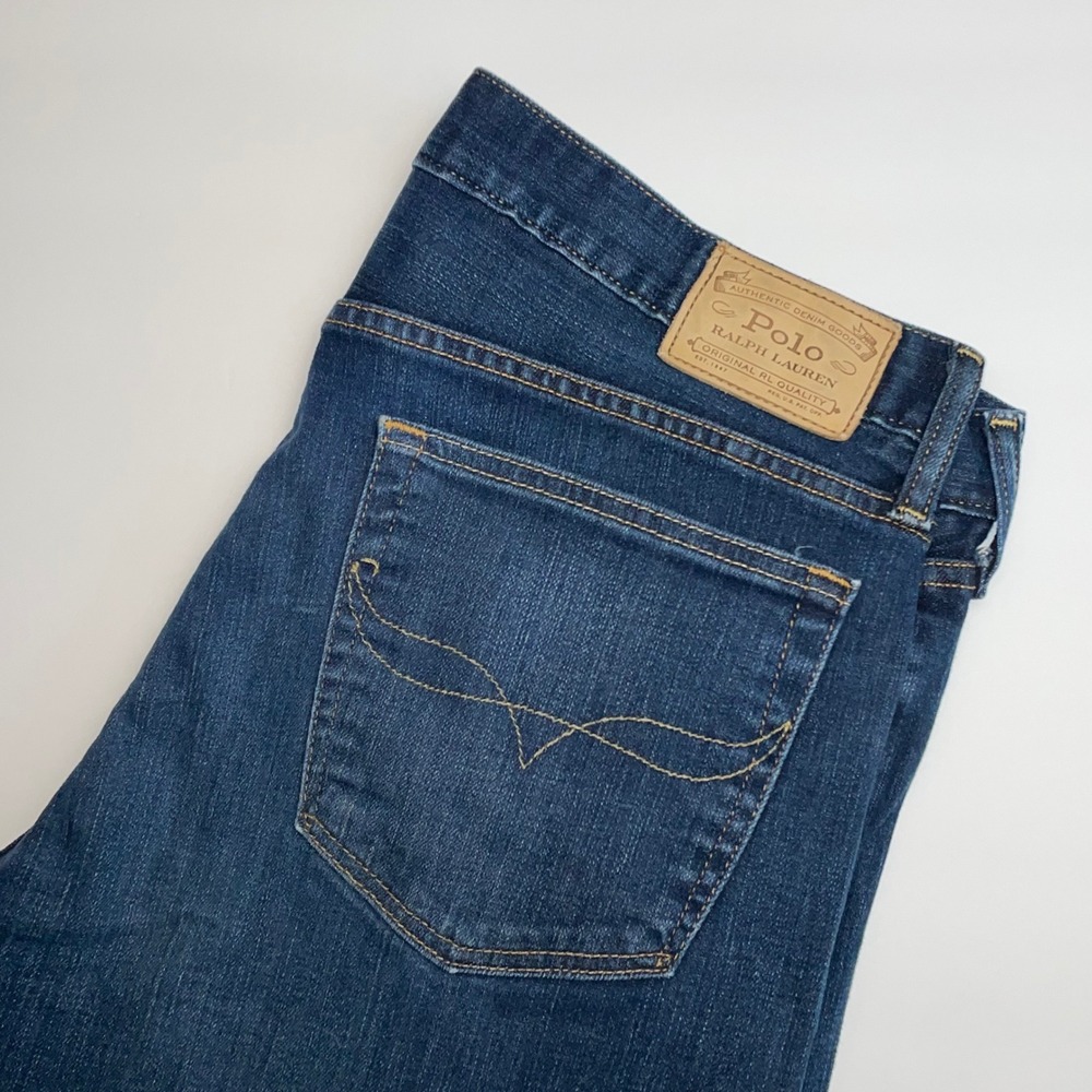 Polo Ralph Lauren Varick Slim Straight Jeans Mens 36x32 Dark Blue Denim Stretch